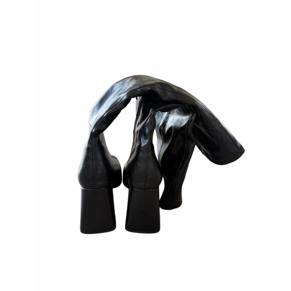 Steve Madden Tall Boot Size 8.5 Black Square Toe Chunky Block Heel NEW - Picture 5 of 7